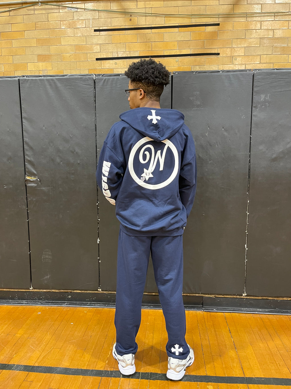 PROVERBS 4.7  Zip -up Hoodie Set (Navy Blue and White)