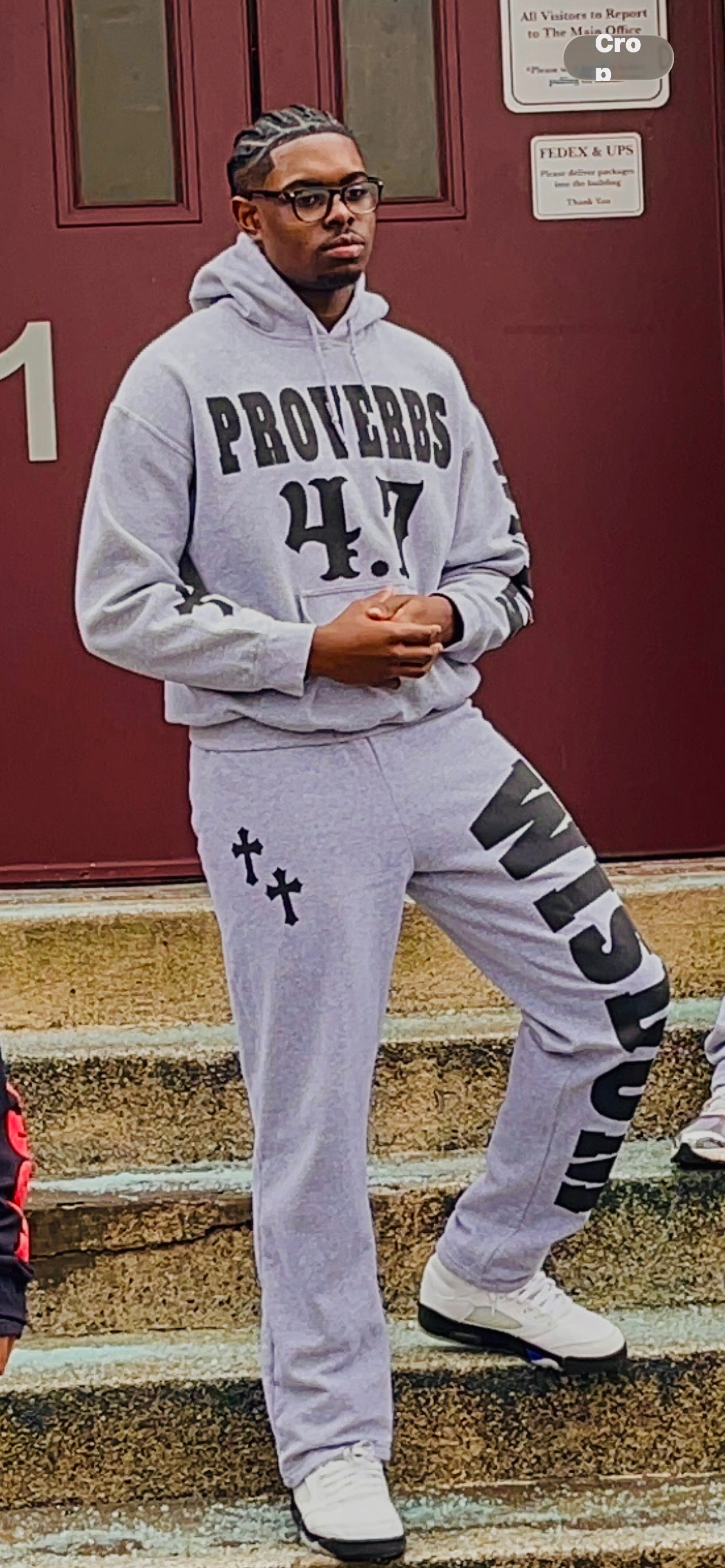 PROVERBS 4.7 Hoodie Set (Gray and Black)