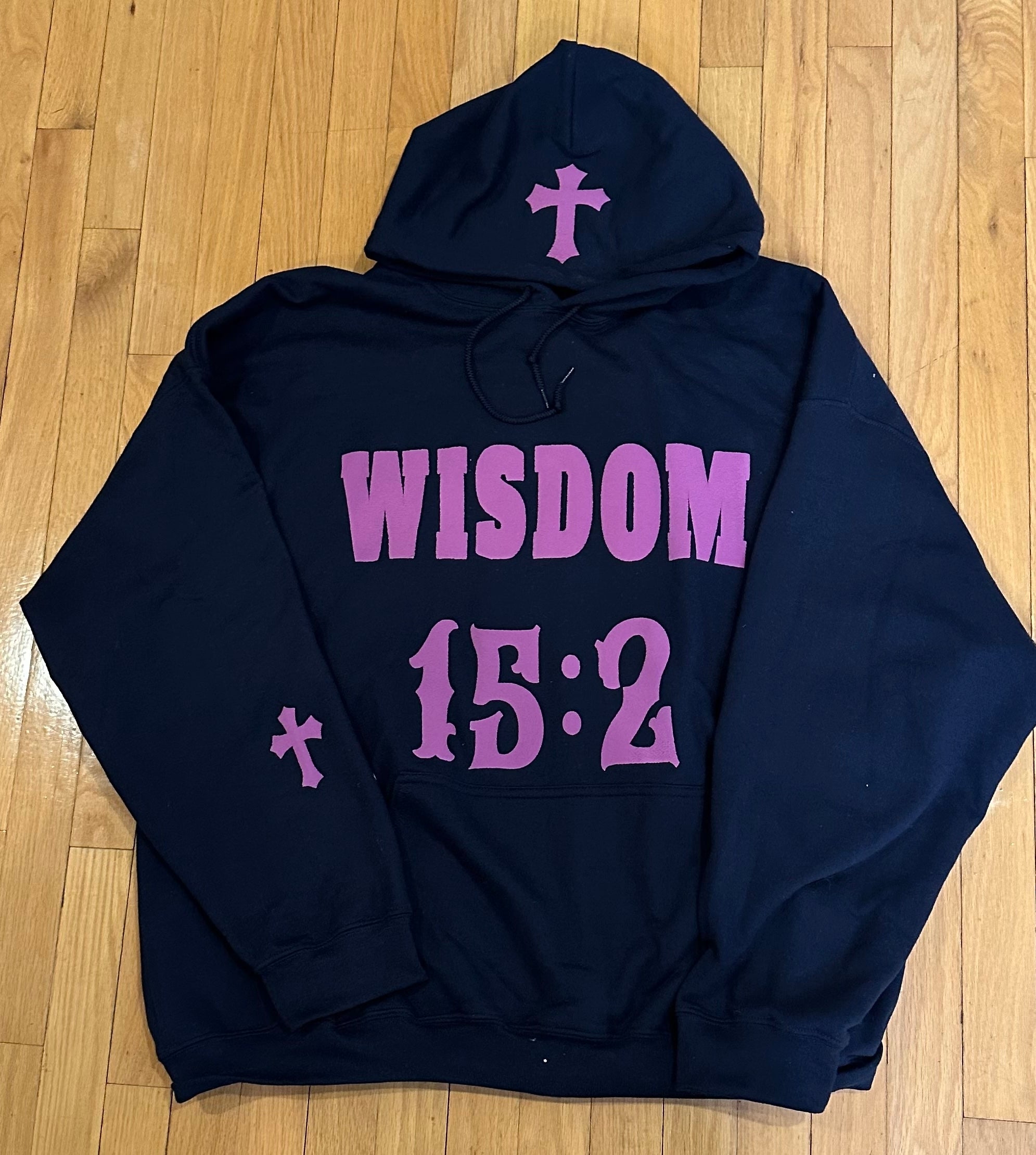 WISDOM 15:2 Hoodie (Navy Blue and Purple)