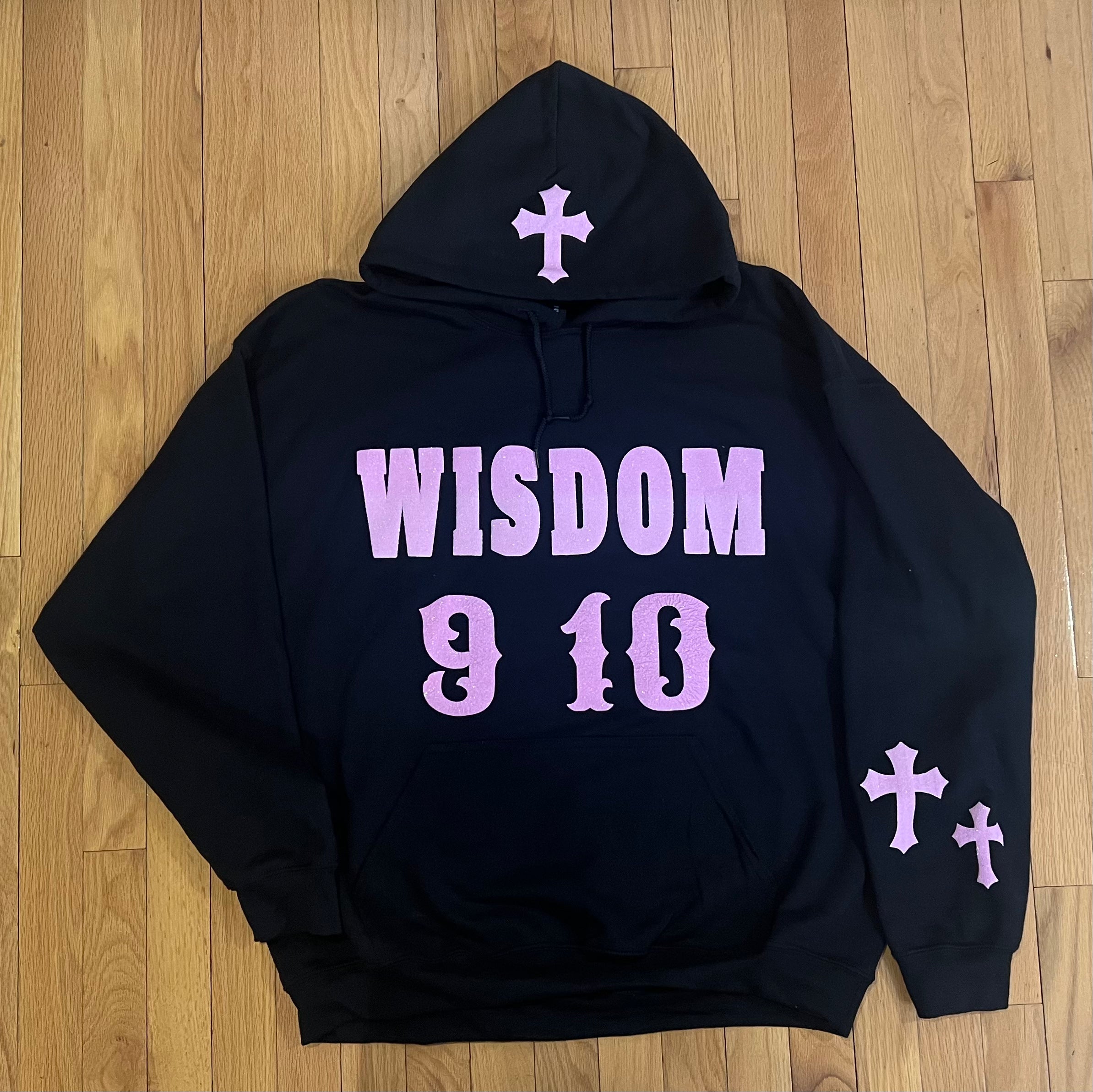WISDOM 9 10 Hoodie (Black and Pink)