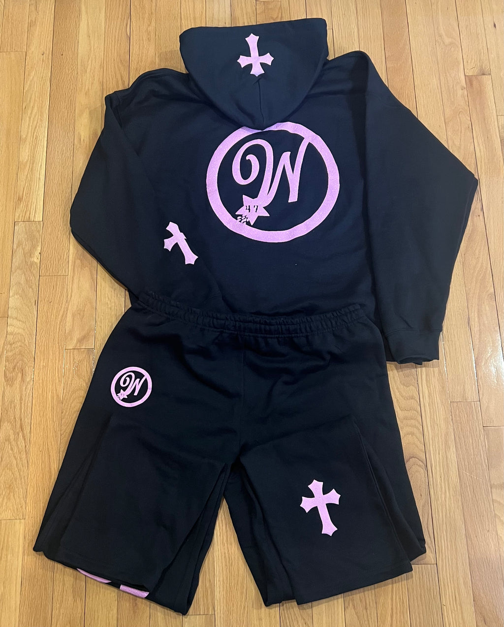 WISDOM 9.:10 Hoodie Set (Black and Pink)