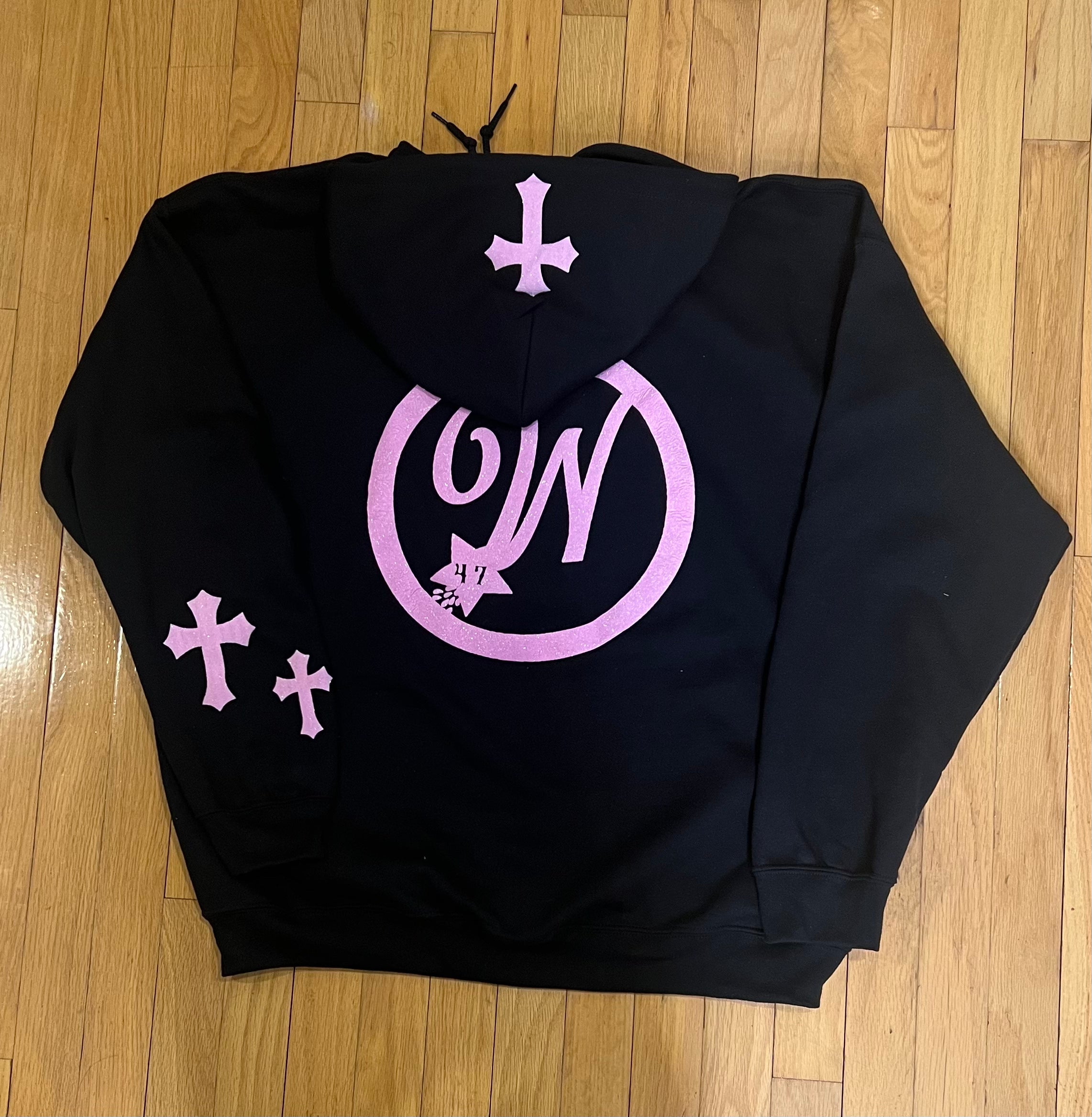 WISDOM 9 10 Hoodie (Black and Pink)