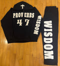 PROVERBS 4.7  Zip -up Hoodie Set (Navy Blue and White)