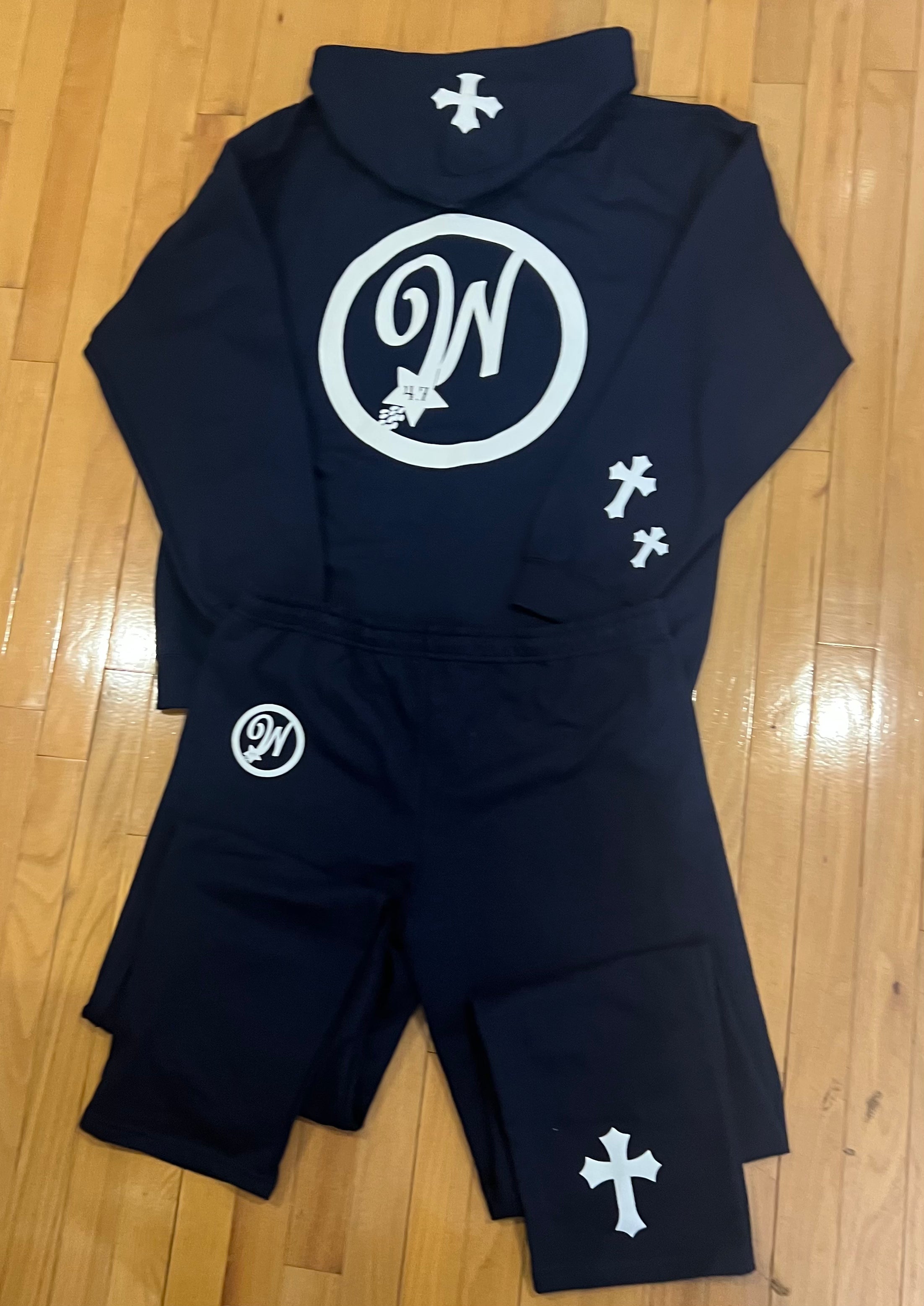 PROVERBS 4.7  Zip -up Hoodie Set (Navy Blue and White)