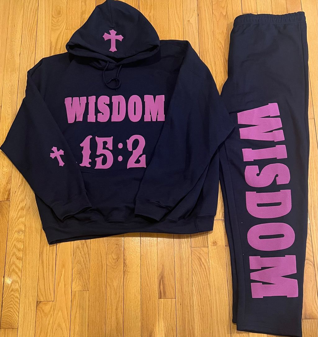 WISDOM 15:2 Hoodie Set (Navy Blue and Purple)
