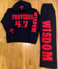 PROVERBS 4.7 Hoodie Set (Navy Blue and Red)