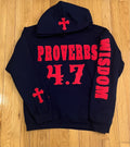 Proverbs 4.7 Hoodie (Navy Blue and Red)