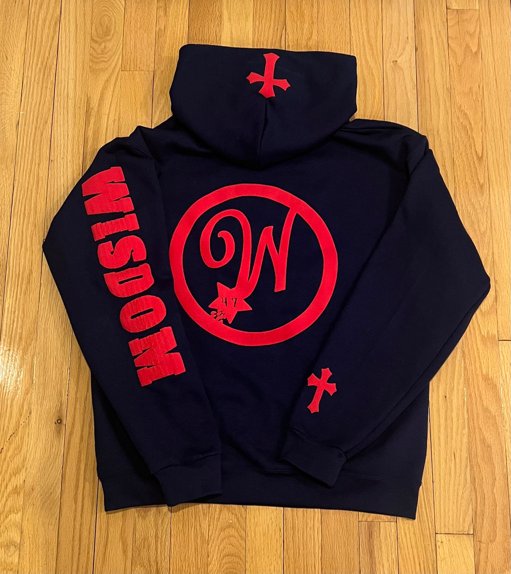 Proverbs 4.7 Hoodie (Navy Blue and Red)