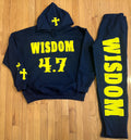 WISDOM 4.7 Hoodie Set (Navy Blue and Yellow)
