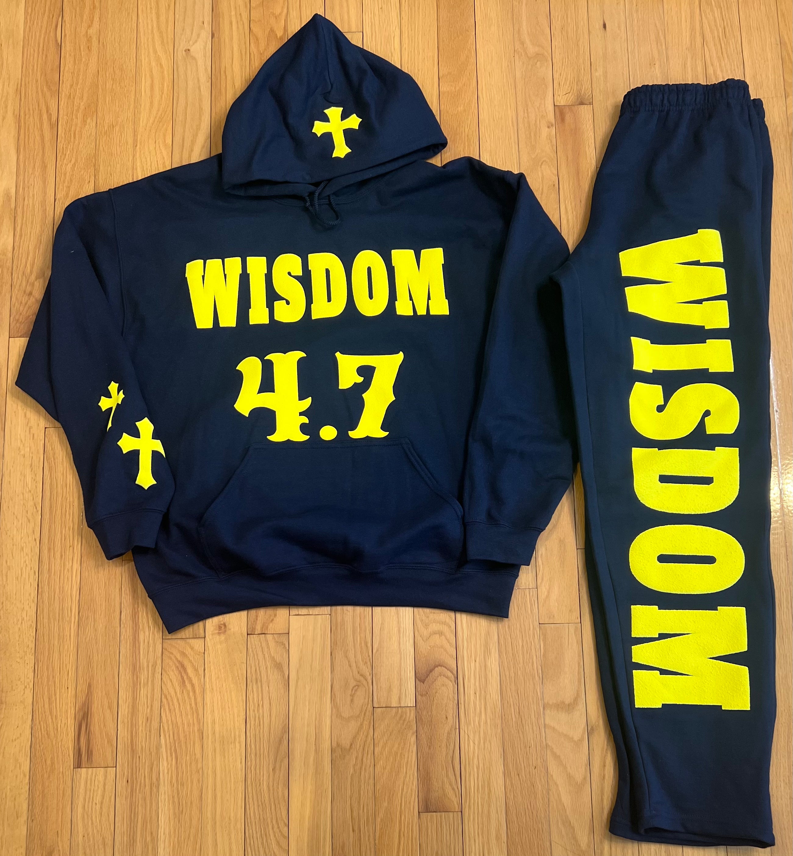WISDOM 4.7 Hoodie Set (Navy Blue and Yellow)