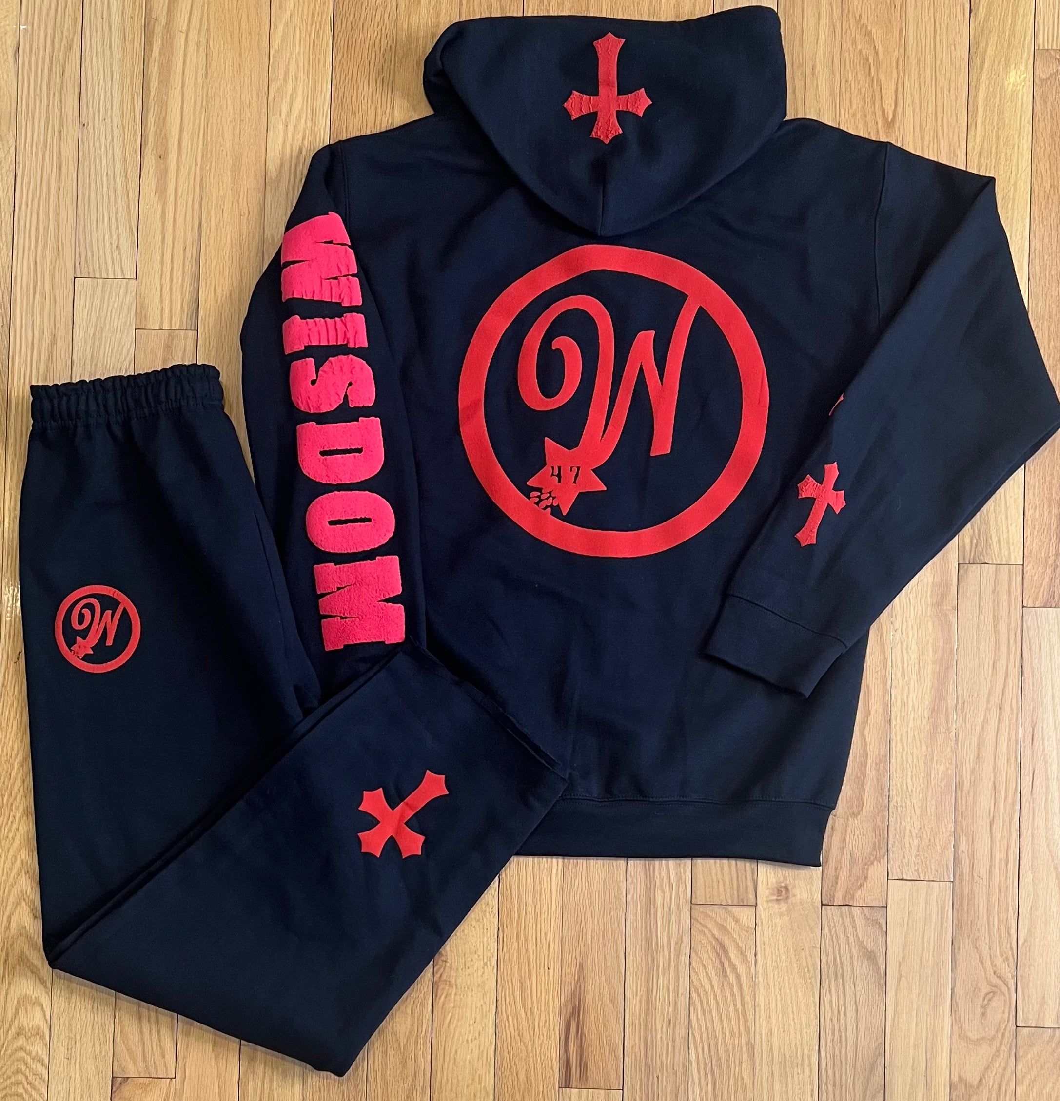 PROVERBS 4.7 Hoodie Set (Navy Blue and Red)