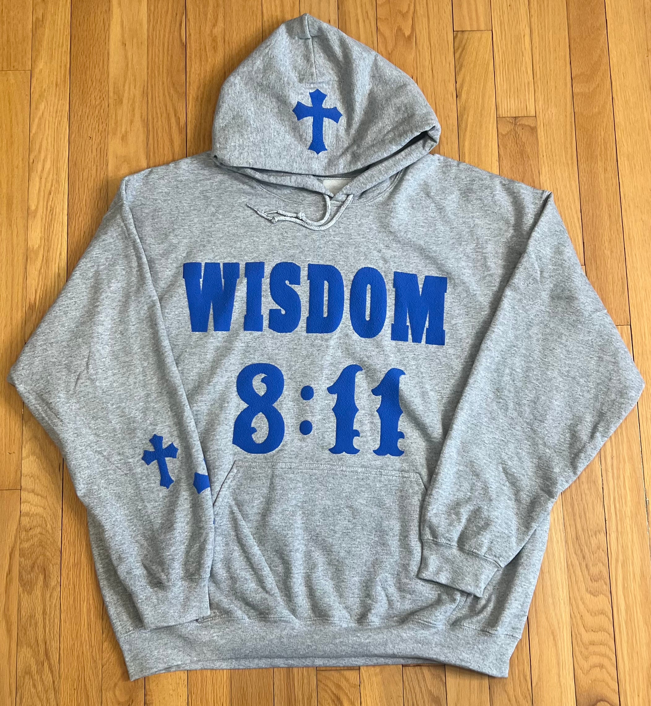 WISDOM 8:11 Hoodie (Gray and Blue)