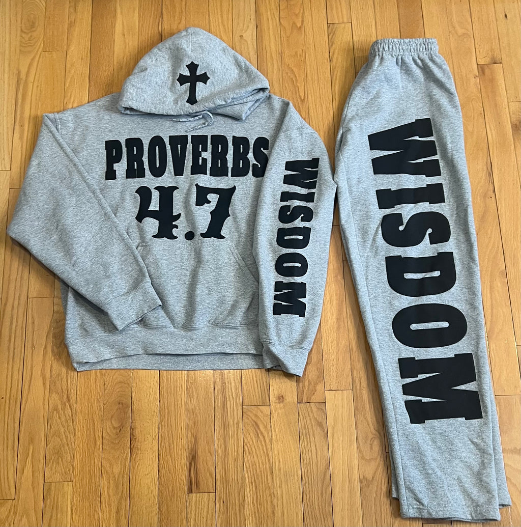 PROVERBS 4.7 Hoodie Set (Gray and Black)