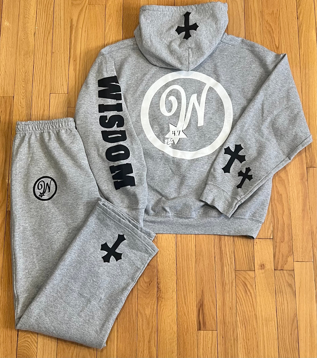 PROVERBS 4.7 Hoodie Set (Gray and Black)