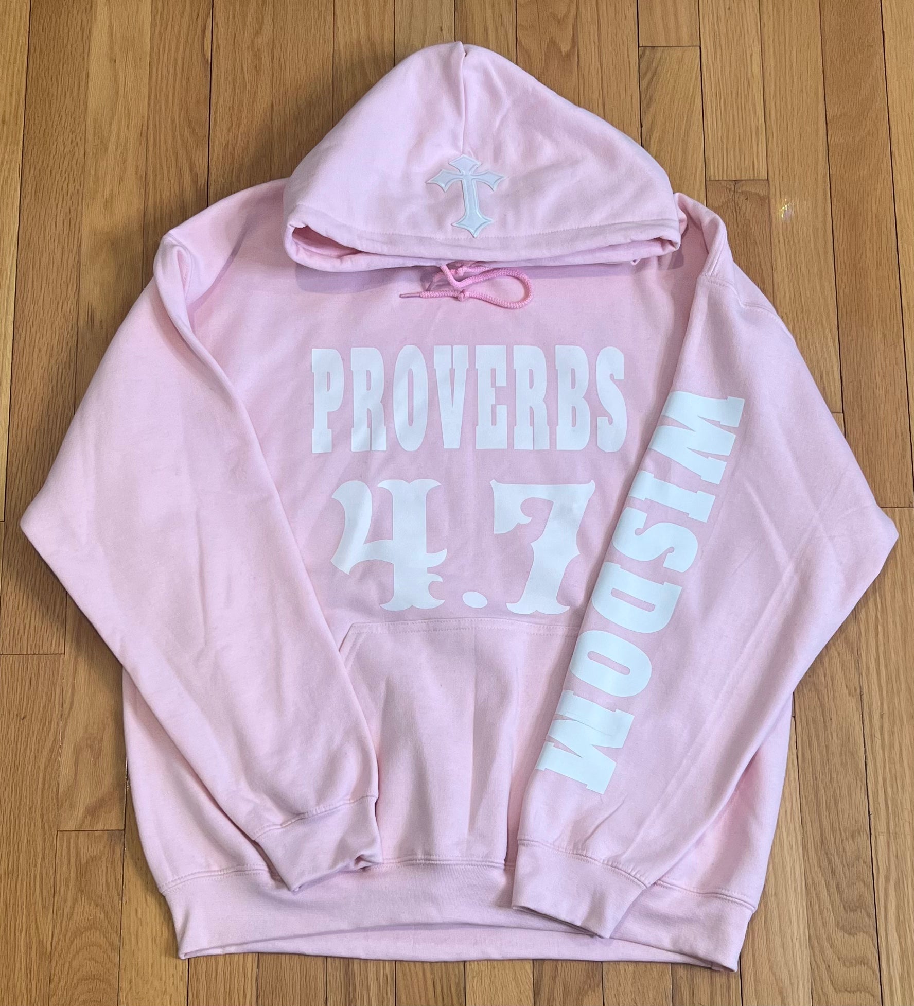 PROVERBS 4.7 Hoodie (Pink and White)