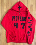 PROVERBS 4.7 Zip-up Hoodie (Red and Black)